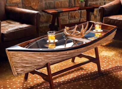 rustic-furniture-log-house-ideas-boat-coffee-table