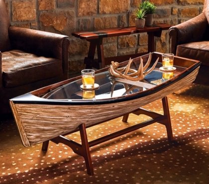 rustic-furniture-log-house-ideas-boat-coffee-table