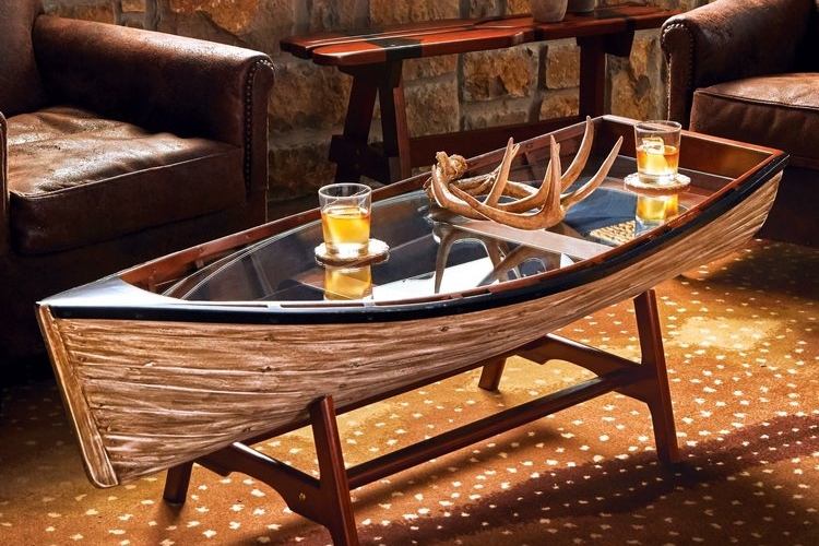 rustic-furniture-log-house-ideas-boat-coffee-table