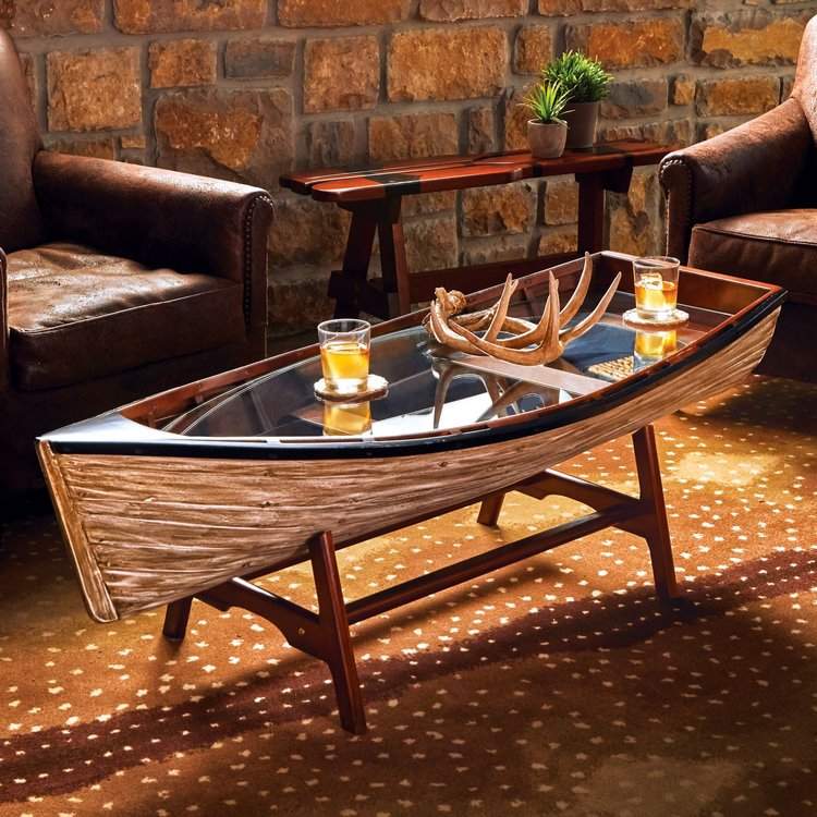 rustic furniture log house ideas boat coffee table