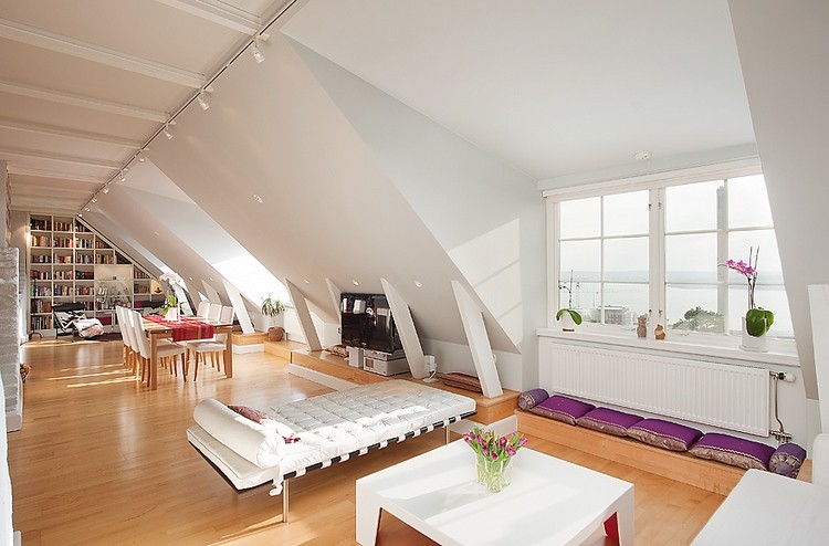 Attic room design and decorating ideas in neutral colors