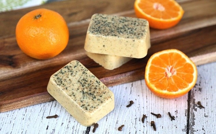 Homemade Exfoliating soap with Orange and Clove