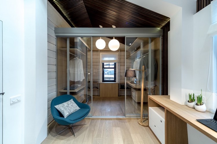 contemporary attic design ideas closet with glass doors