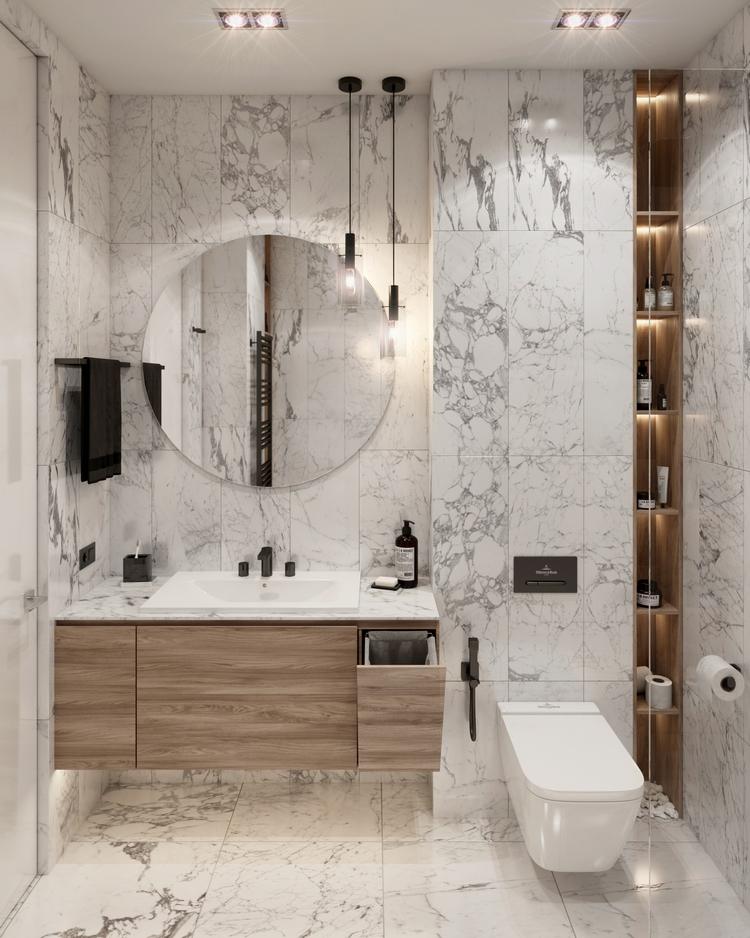 full guest bathroom design ideas floating vanity large mirror