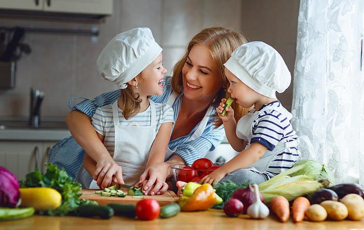mother and children cooking kids activities