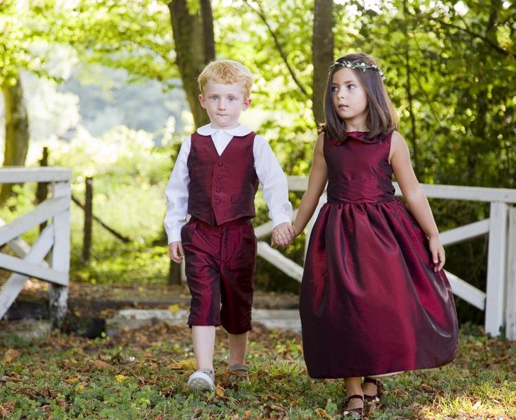 page boy and flower girl outfit burgundy color