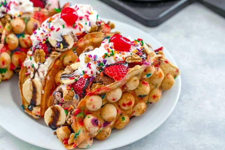 Bubble Waffle Banana Split Recipe