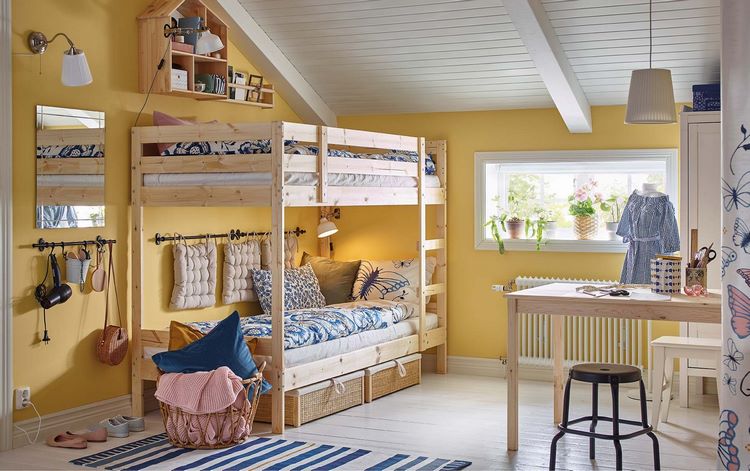 attic bedroom for children with bunk beds