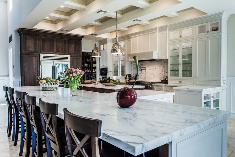 Large kitchen design ideas white cabinets two islands