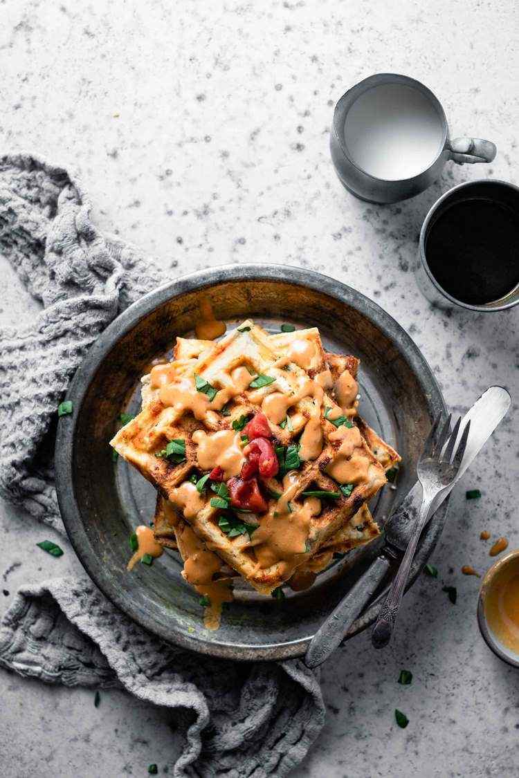 Spinach and Tomato Waffles Recipe