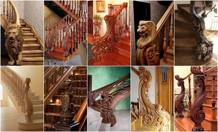 amazing carved wood staircase home interior ideas