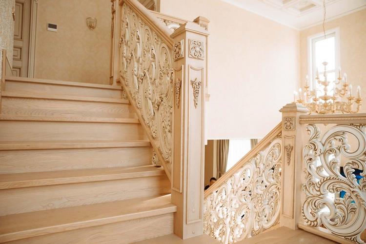 beautiful carved staircase light wood home decor ideas