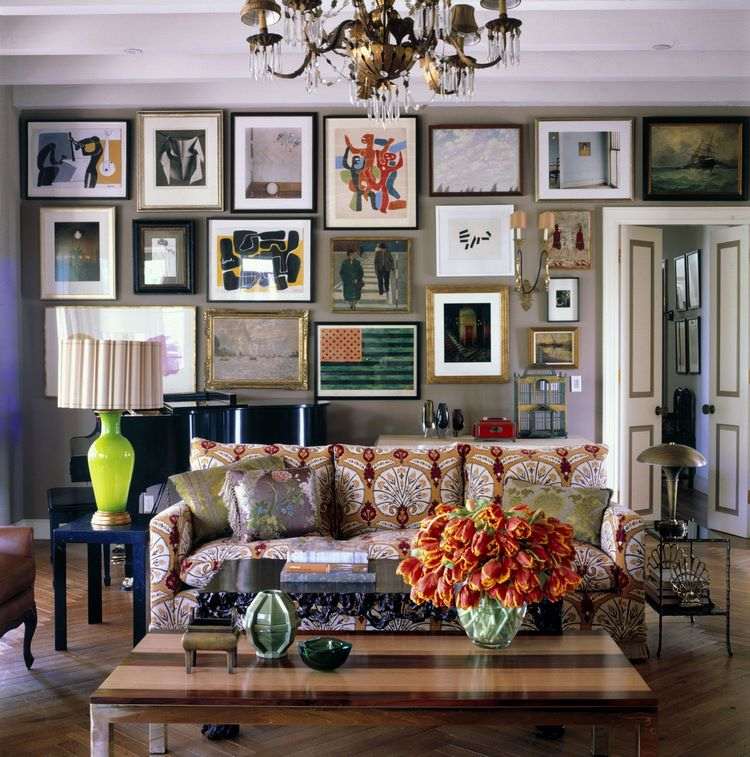 eclectic living room ideas gallery wall design