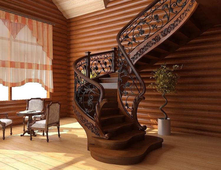 interior staircase with beautiful carved banisters