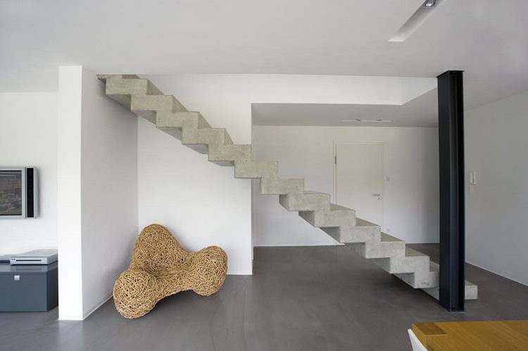 minimalist concrete staircase modern interior ideas
