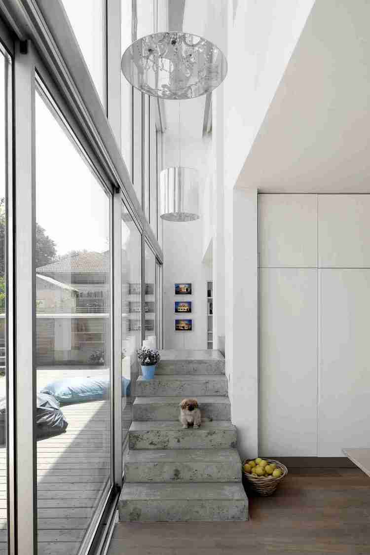 modern home design concrete staircase white wall color