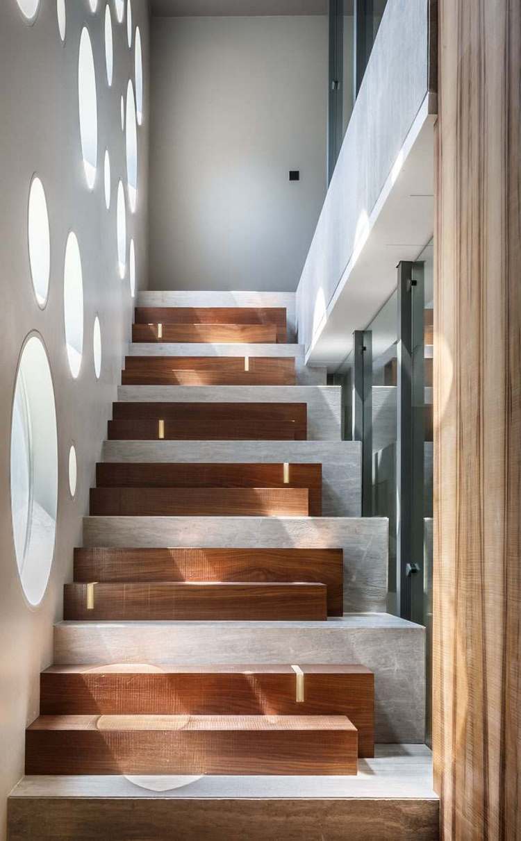 modern staircase concrete and wood home design ideas
