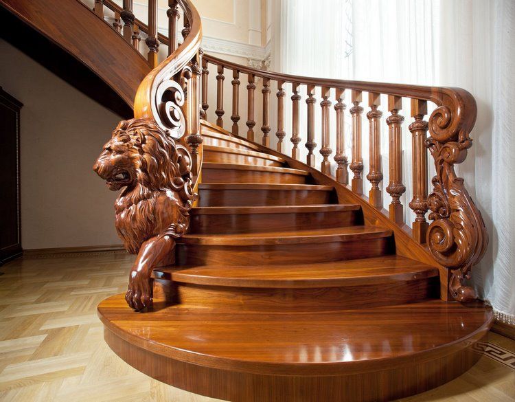 spectacular interior staircases lion sculpture newel post
