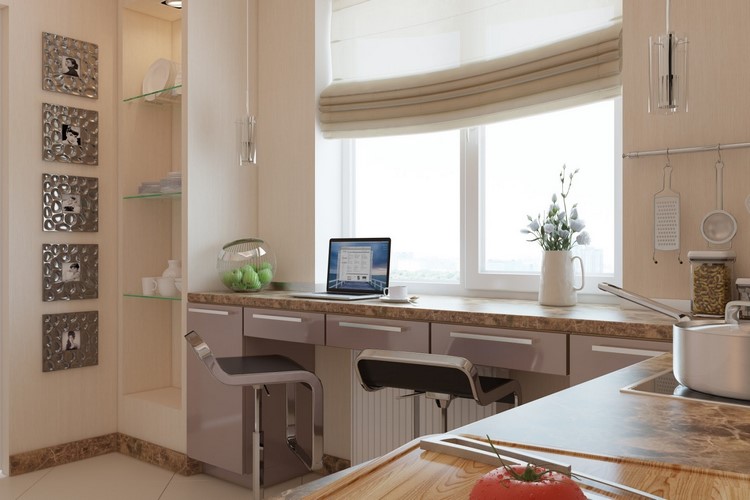 windowsill ideas home office desk and built in shelves