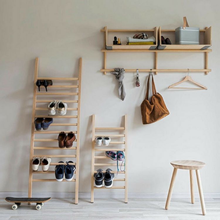 DIY shoe storage ideas wooden ladder