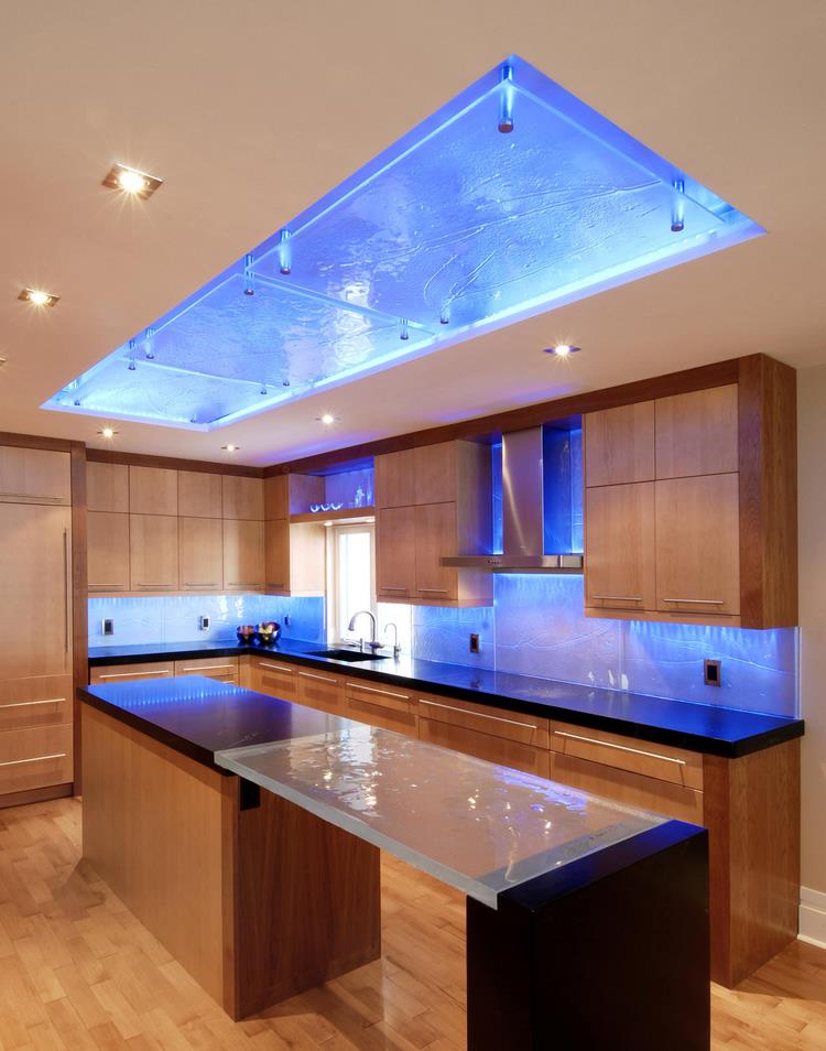 LED lighting above kitchen island modern home interiors