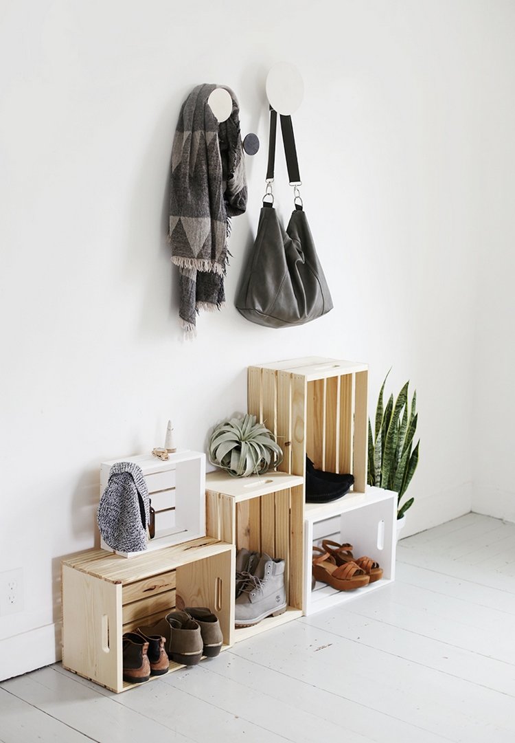 Shoe organization ideas with old crates