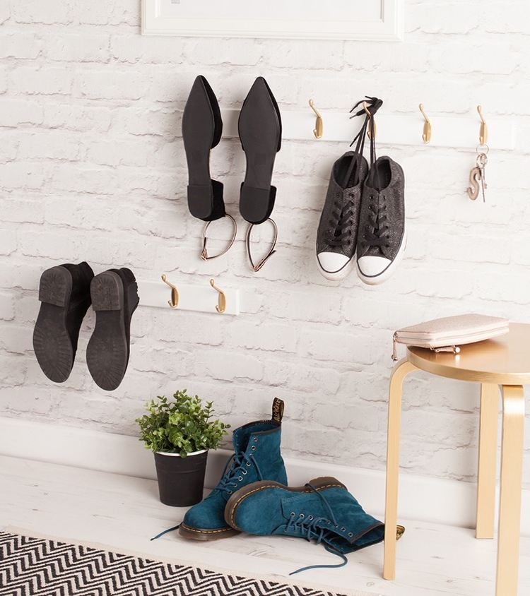 Shoe storage and organizers hooks on wall