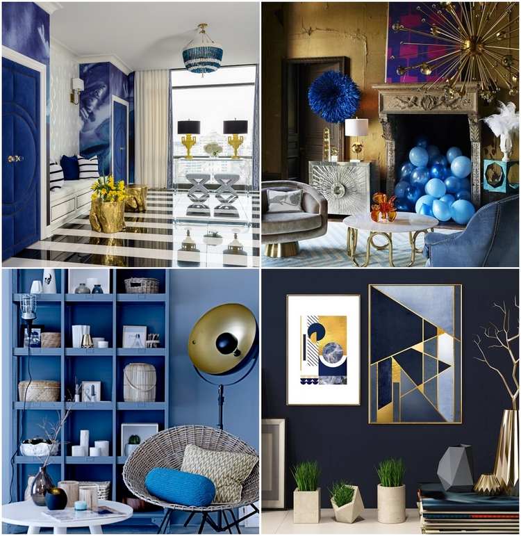 awesome blue and gold interiors color combinations for home decor