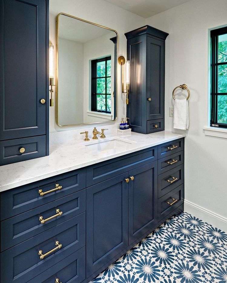 bathroom design ideas blue vanity cabinet
