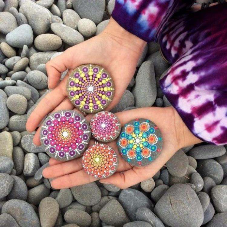 beautiful rocks mandala pattern decoration