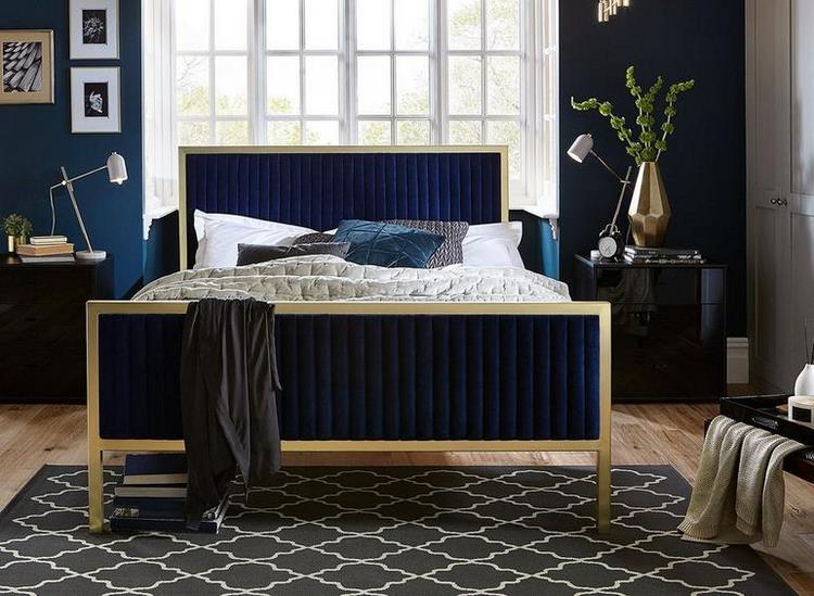 bedroom design ideas gold and blue scheme