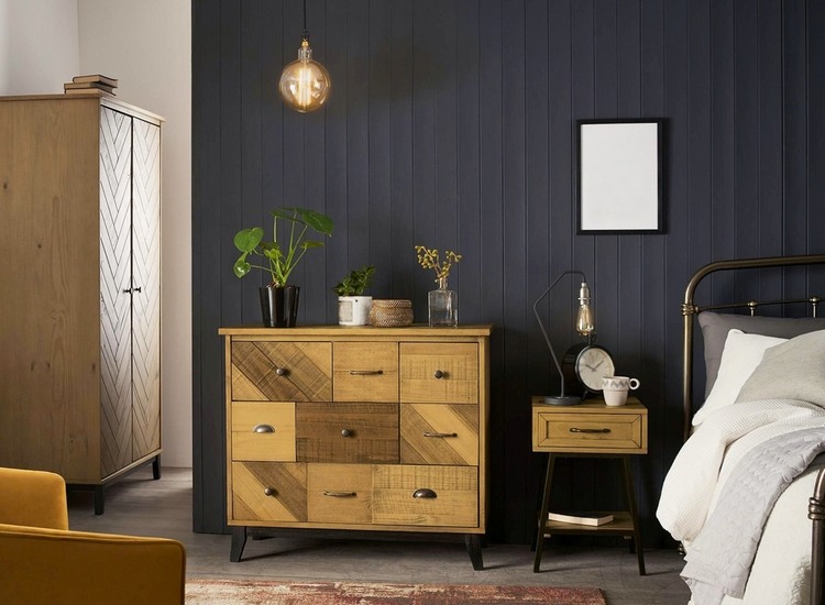 bedroom interior elegant wood chest of drawers