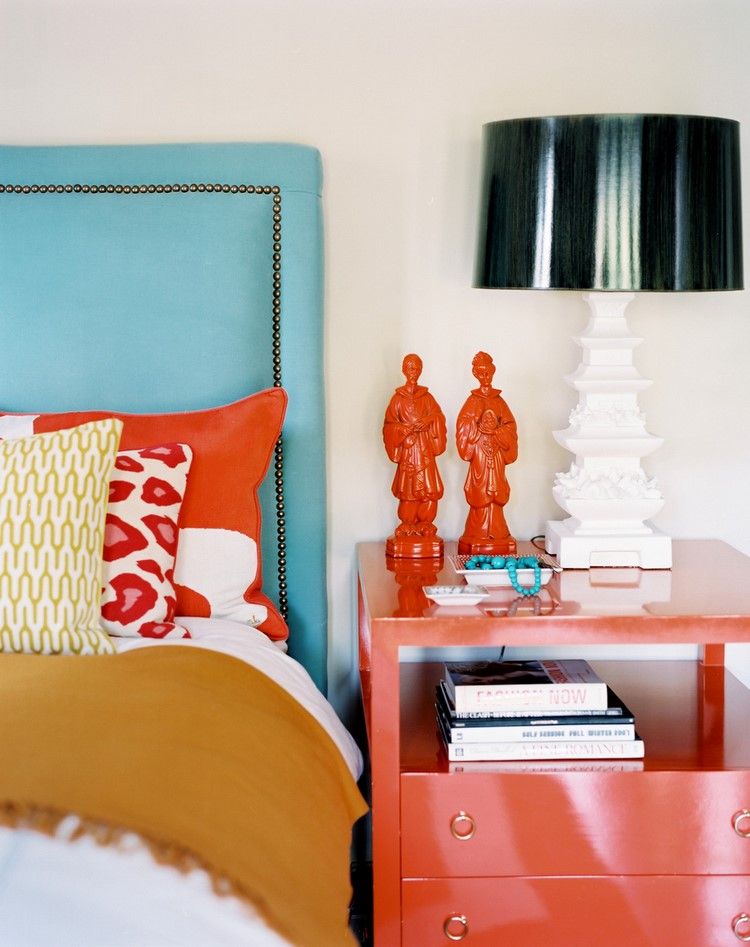 bright colors and accessories in eclectic bedroom
