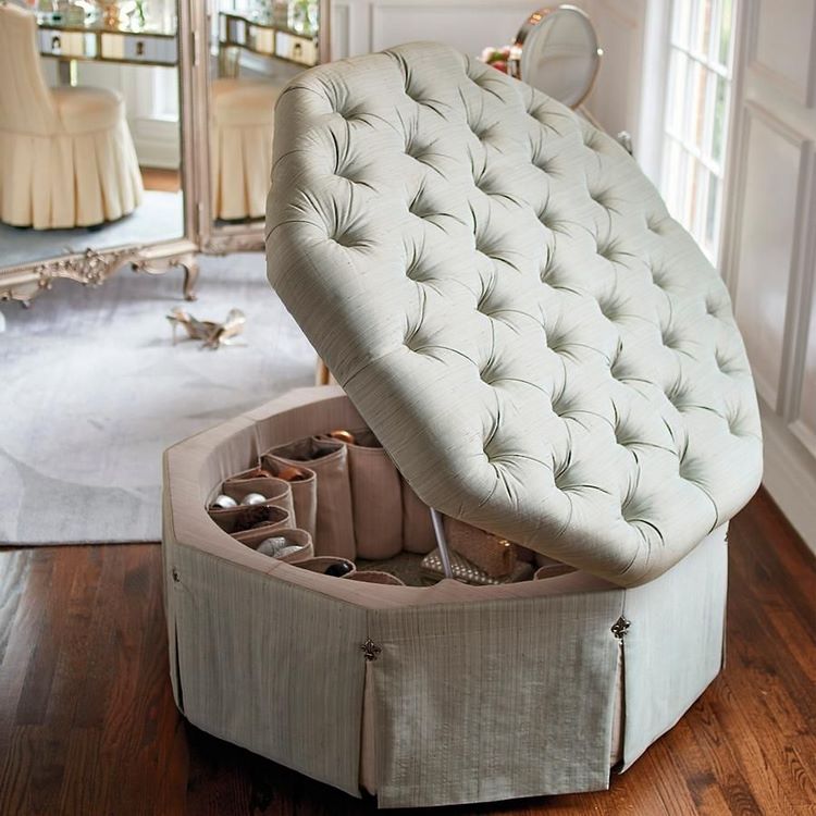 elegant ottoman with shoe storage and organizers