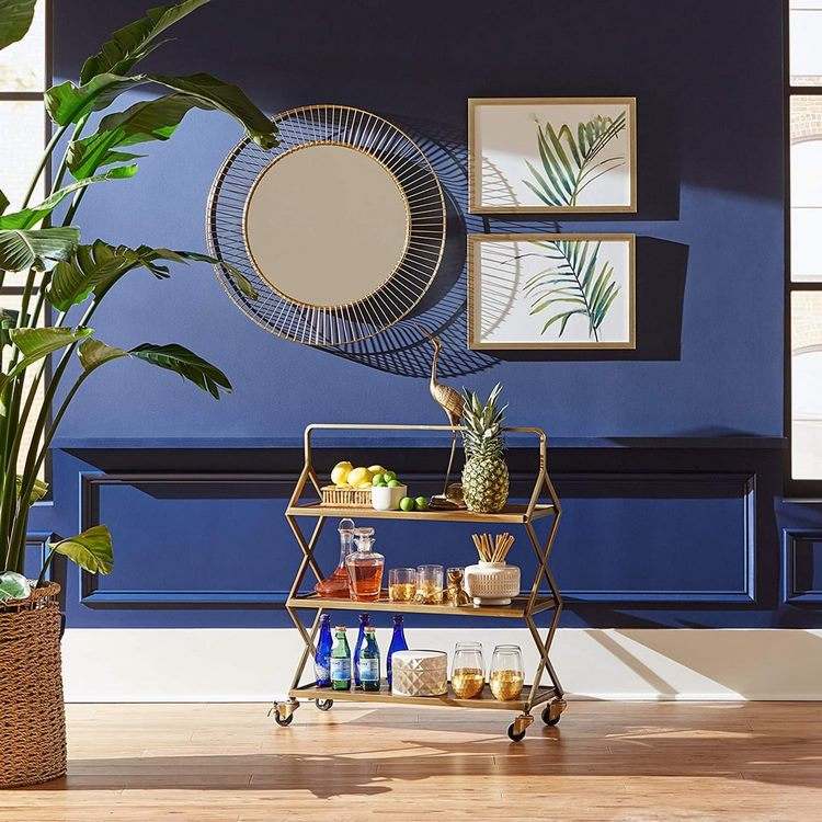 home design ideas gold and blue combination