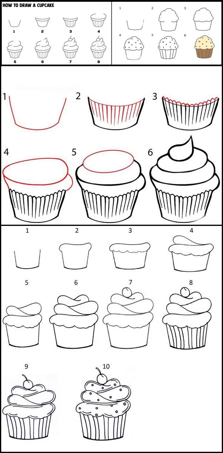 how to draw cupcakes step by step tutorial