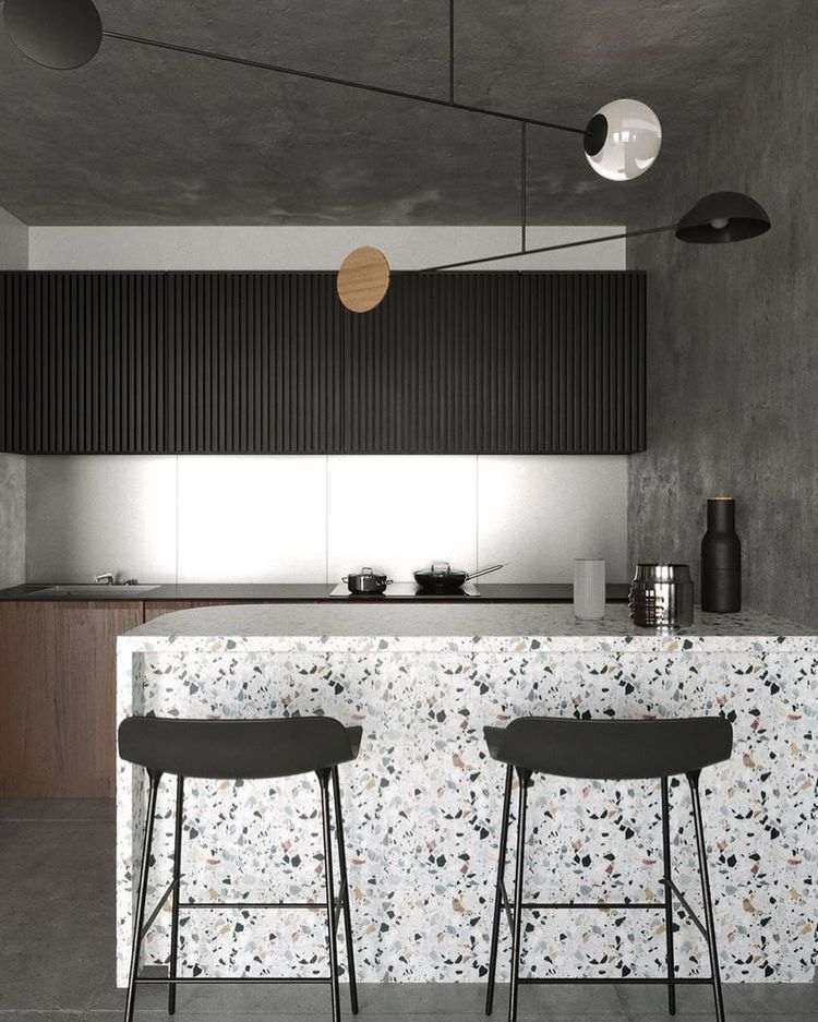 modern kitchen design terrazzo slab island
