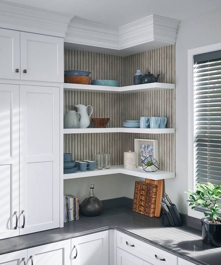 Corner shelves are an ideal kitchen storage solution