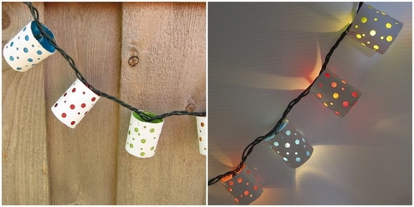 DIY Polka dot paper lanterns outdoor fairy lights ideas
