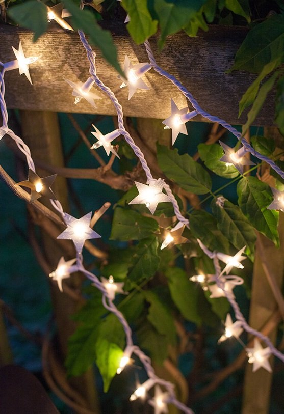 DIY outdoor fairy light garland