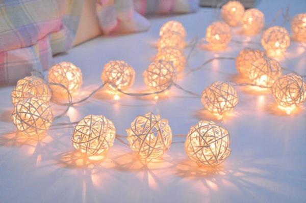 DIY rattan ball string lights