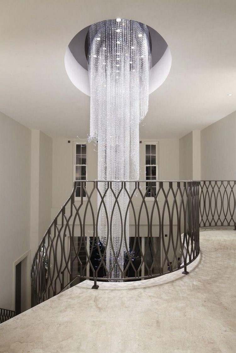 Elegant staircase designs with amazing cascading chandeliers