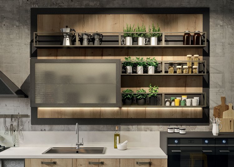 Open kitchen shelves add a fresh and visually pleasing look to your design