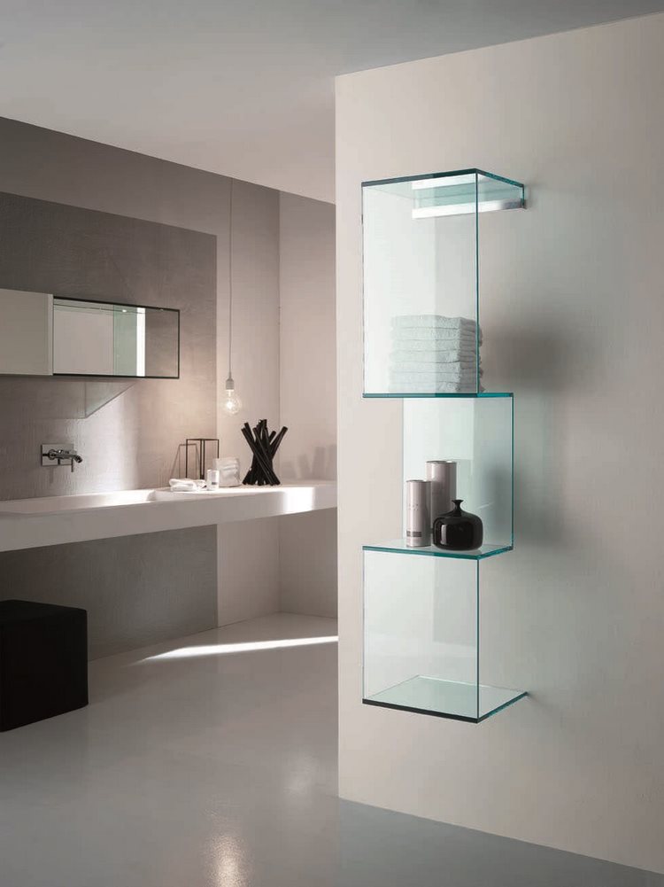 bathroom glass shelves with original design