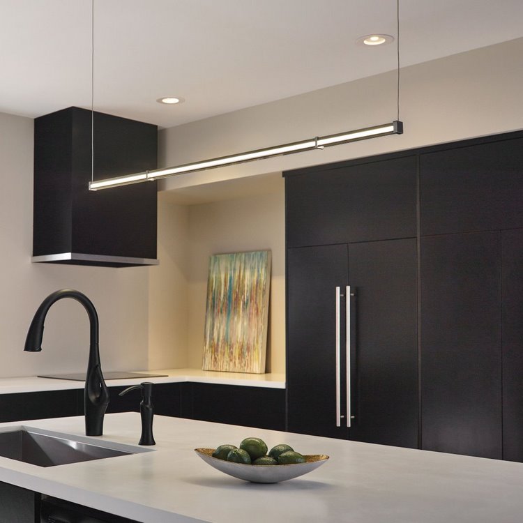 black kitchen cabinets lighting above island ideas