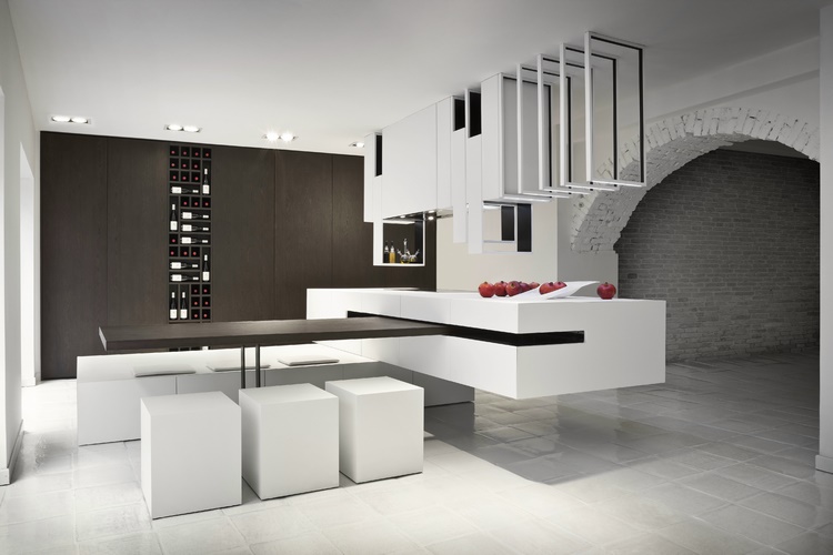 contemporary kitchen island with pull out dining table