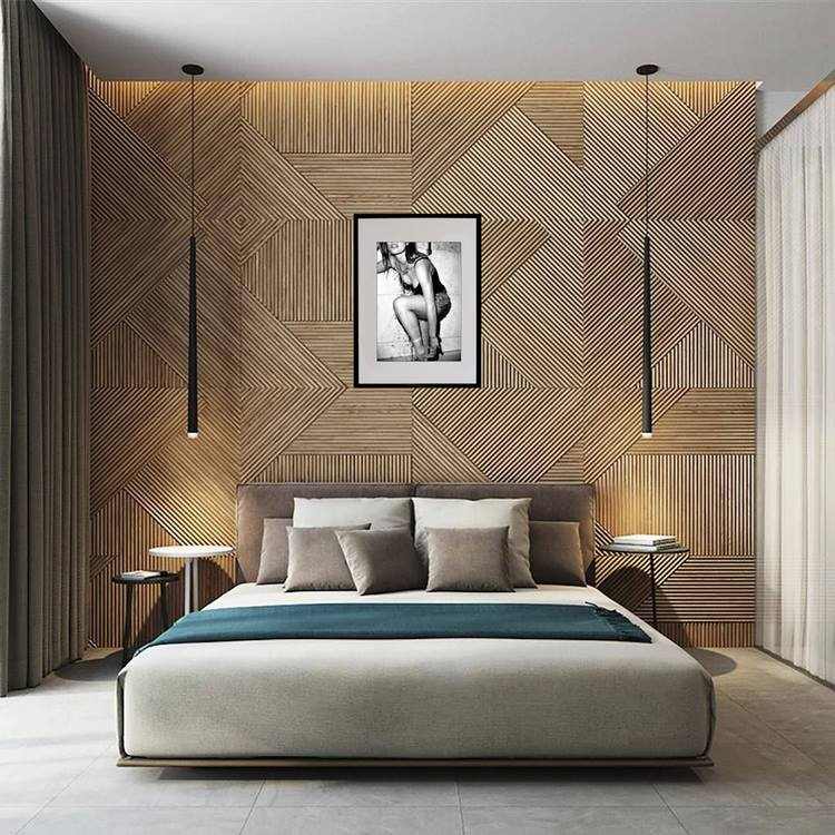 exceptional bedroom design ideas wooden accent wall geometric pattern