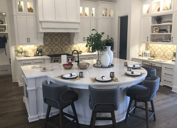 functional kitchen island with dining table and seating