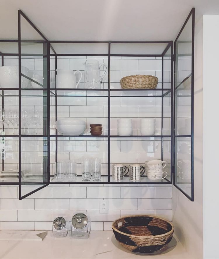 glass shelves kitchen storage ideas