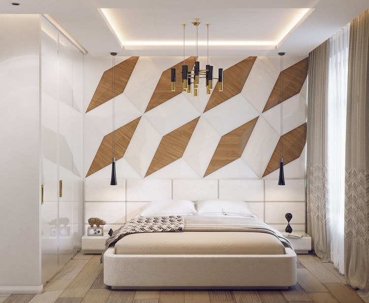 gorgeous accent wall geometric pattern modern home decorating ideas